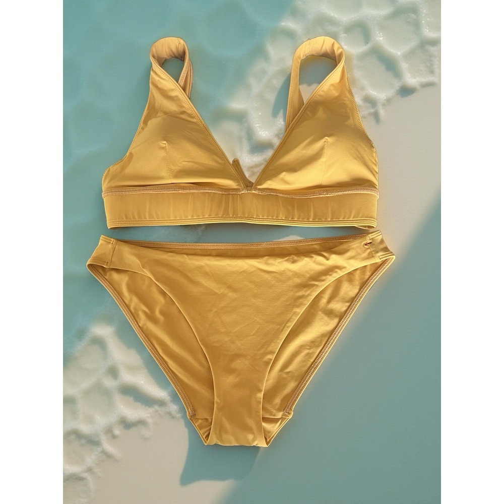 Everlane Renew 2 Piece‎ The Scoop Neck High-Waist Bikini Swimsuit Orange Sz.M